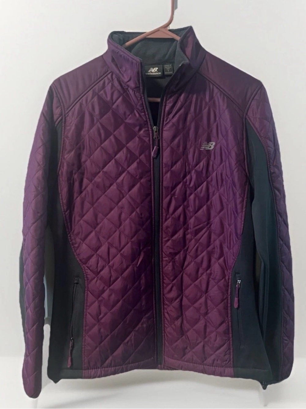 New Balance Women's Plum Quilted Puffer Jacket with Black Panels